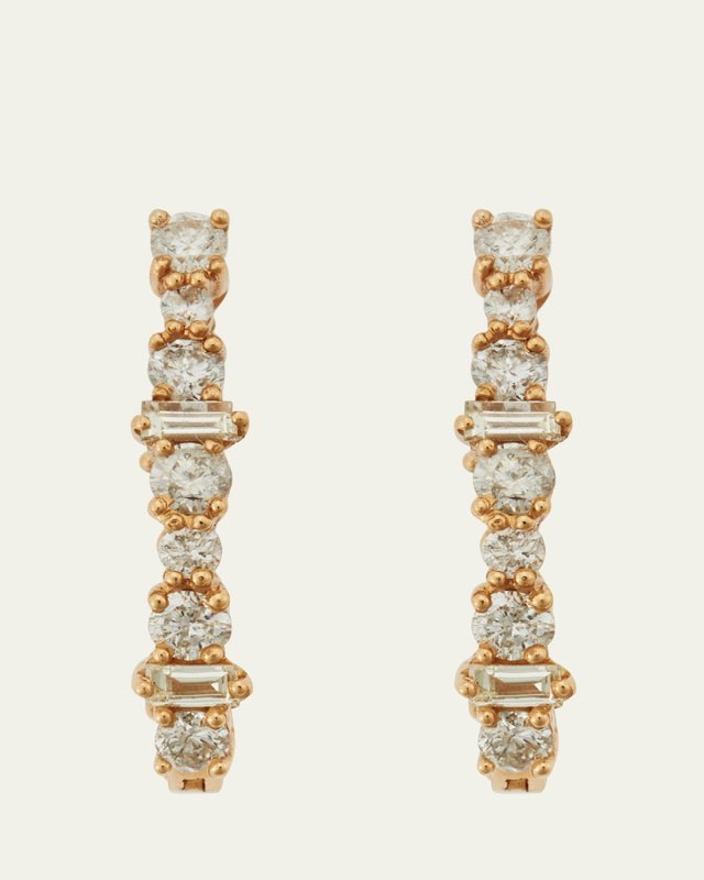 Champagne Diamond Inside Out Hoop Earrings in 18K Yellow Gold
